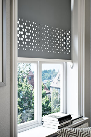 Lazer Kesim Mat Stor Perde, Lazer Kesimli Klasik Serisi, C-4004 Antrasit Renk