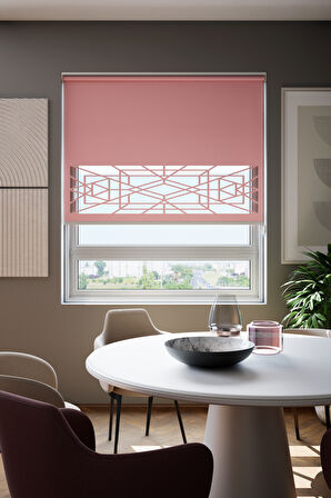 Lazer Kesim Mat Stor Perde, Lazer Kesimli Klasik Serisi, C-9006 Gül Kurusu Renk