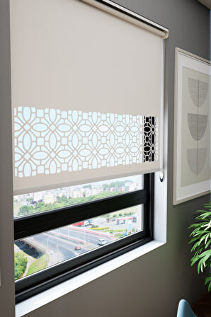 Lazer Kesim Mat Stor Perde, Lazer Kesimli Klasik Serisi, C-111001 Beyaz Renk