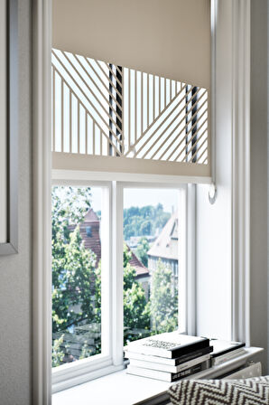 Lazer Kesim Mat Stor Perde, Lazer Kesimli Klasik Serisi, C-151003 Açık Kahverengi