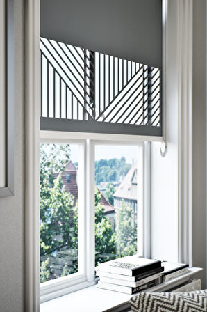 Lazer Kesim Mat Stor Perde, Lazer Kesimli Klasik Serisi, C-151004 Antrasit Renk