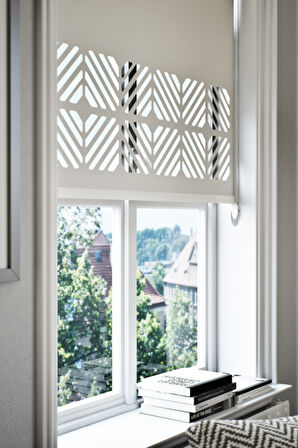 Lazer Kesim Mat Stor Perde, Lazer Kesimli Klasik Serisi, C-201002 Ekru Renk