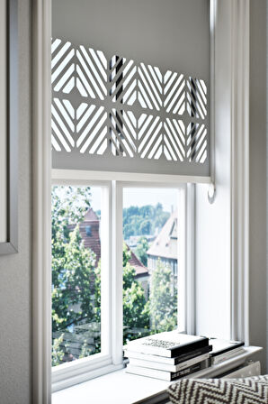 Lazer Kesim Mat Stor Perde, Lazer Kesimli Klasik Serisi, C-201005 Gri Renk