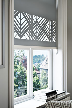 Lazer Kesim Mat Stor Perde, Lazer Kesimli Modern Serisi, M-101004 Antrasit Renk