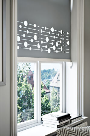 Lazer Kesim Mat Stor Perde, Lazer Kesimli Modern Serisi, M-161004 Antrasit Renk