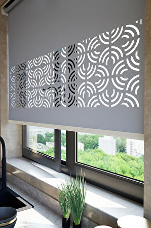 Lazer Kesim Mat Stor Perde, Lazer Kesimli Modern Serisi, M-171004 Antrasit Renk