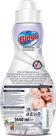 Bingo Soft Konsantre Çamaşır Yumuşatıcısı Sensitive 1440 ml Ekonomi Paketi 6'lı