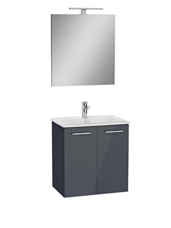 VitrA Ardea 69561 Banyo Dolabı Seti, Kapaklı, 60 cm, Parlak Antrasit