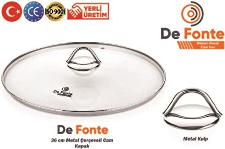 Defonte Döküm Demir Çap 36 cm Kavurma Tavası Yuvarlak Cam Kapak