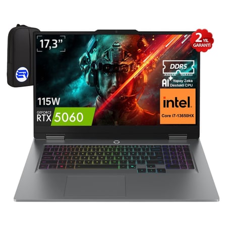 Lenovo Loq 17IRX10 I7-13650HX 24GB Ram 512GB SSD RTX5060 115W 17.3" IPS 165Hz WIN11 Pro 83JH00CNTREP5 + Elektropasaj Çanta