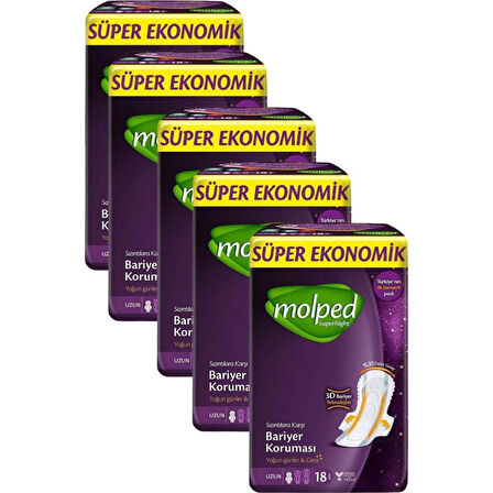 Molped SuperNight Uzun Süper Ekonomik Ped 18 Li x 5 Adet