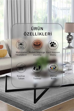 Yıkanabilir Kaymaz Taban Dijital Baskılı Halı ve Yolluk – Leke Tutmaz Salon & Mutfak Halısı