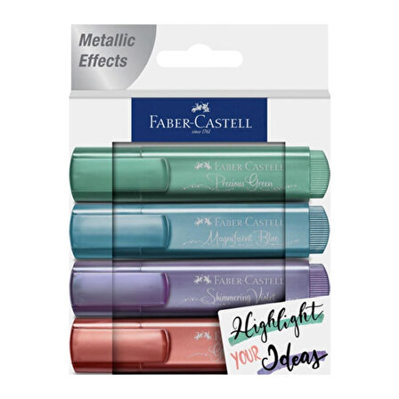 Faber-Castell Faber Castell Faber-Castell Metalik 4 Lü Set Fosforlu Kalem