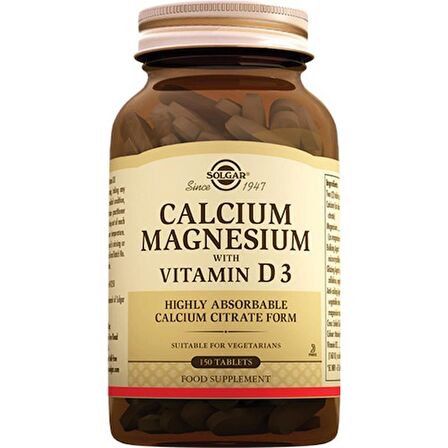 Solgar Calcium Magnesium With Vitamin D3 150 Tablet ( Kalsiyum Magnezyum Magnesyum D3)