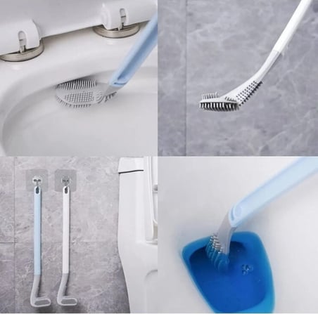 Cmt Ergonomik Tasarımlı Silikon Tuvalet Fırçası Beyaz/Mavi Renk ile Derin Temizlik Sağlar