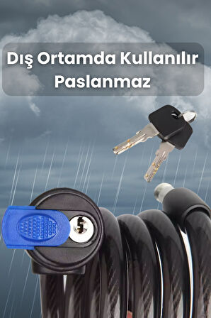 Çelik Alaşımlı Anahtarlı Bisiklet ve Scooter Kilidi PVC Kaplı Dış Ortamda Kullanılır 