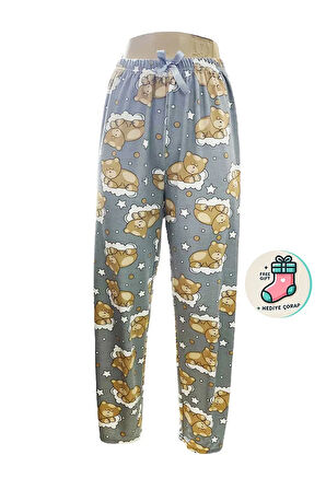 Lüx Unisex Mikro Süet Cepsiz Pijama Altı Tek Alt S4 - Çorap Hediyeli.