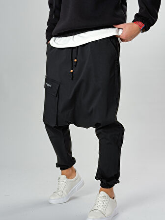 Tasarım Büyük Cepli Erkek Siyah Şalvar COC2557