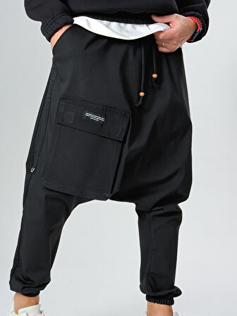 Tasarım Büyük Cepli Erkek Siyah Şalvar COC2557