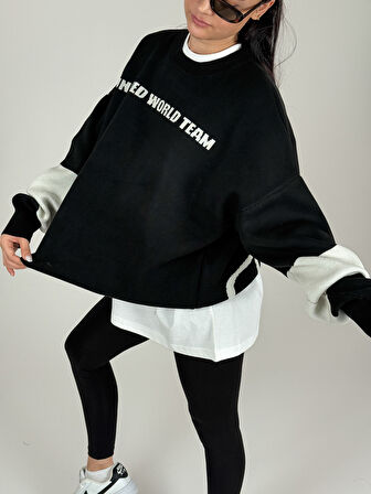 Oversize Siyah New York Kadın Triko Sweat COC1098