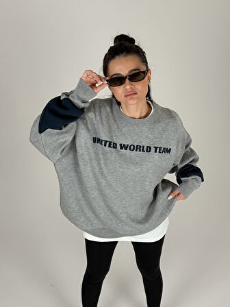 Oversize Gri New York Kadın Triko Sweat COC1097