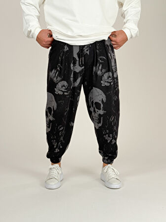 Kurukafa Desenli Erkek Pileli Yarım Şalvar COC1096