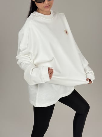 Etnik Desenli Beyaz Kadın Sweatshirt COC1092