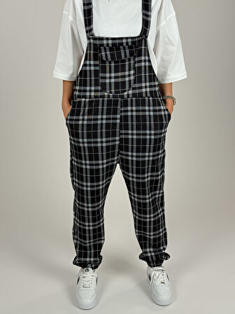 Ekose Desenli Kadın Salopet COC1091