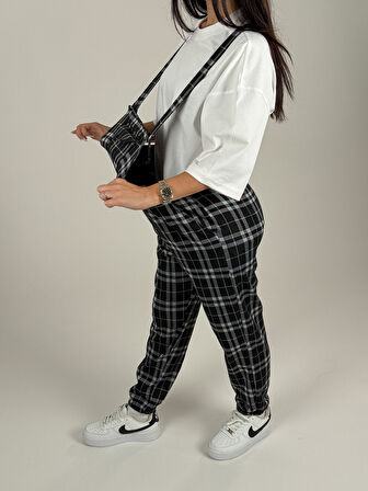 Ekose Desenli Kadın Salopet COC1091