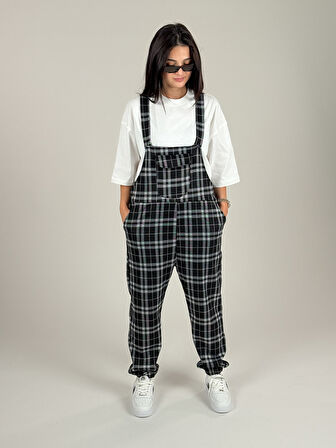 Ekose Desenli Kadın Salopet COC1091