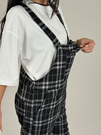 Ekose Desenli Kadın Salopet COC1091