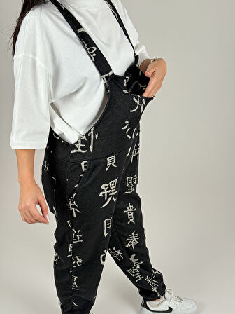 Chinese Desenli Kadın Salopet COC1090