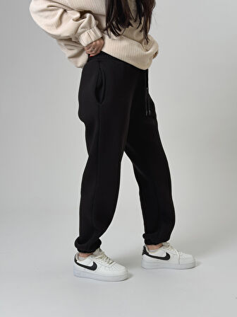 Şardonlu Siyah Kadın Jogger Eşofman COC2543