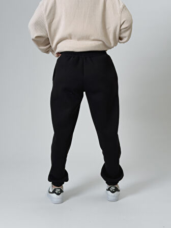 Şardonlu Siyah Kadın Jogger Eşofman COC2543