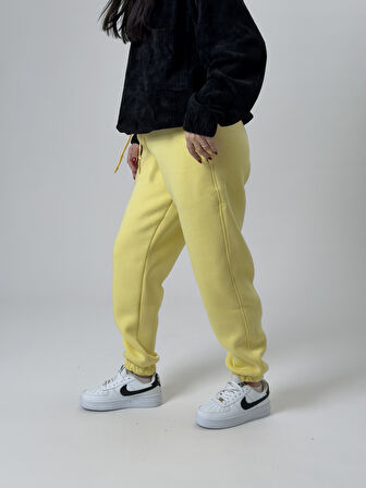 Şardonlu Sarı Kadın Jogger Eşofman COC2542