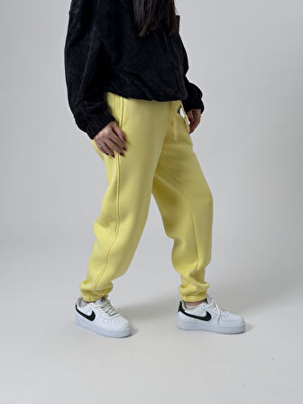 Şardonlu Sarı Kadın Jogger Eşofman COC2542