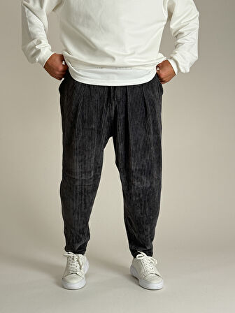 Erkek Gri Kadife Pileli Yarım Şalvar COC1086