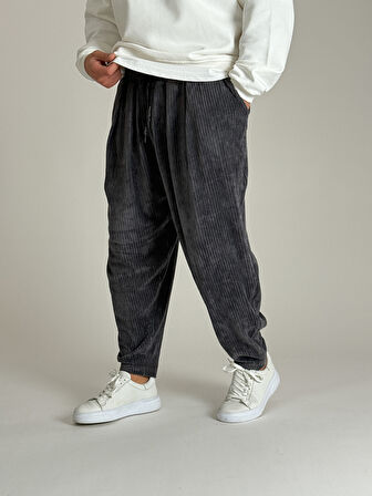 Erkek Gri Kadife Pileli Yarım Şalvar COC1086