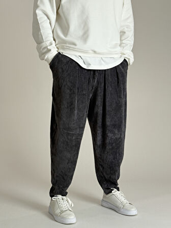 Erkek Gri Kadife Pileli Yarım Şalvar COC1086