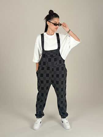 Damalı Salopet Kadın Jogger COC1084