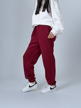 Şardonlu Bordo Kadın Jogger Eşofman COC2537