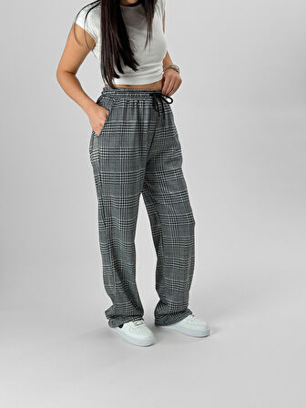 Ekose Kadın Baggy Pantolon COC1082