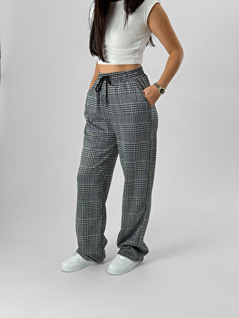 Ekose Kadın Baggy Pantolon COC1082