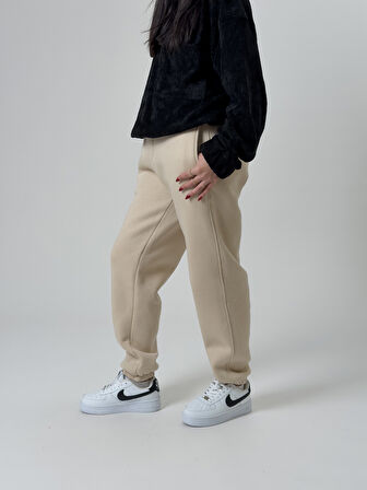 Şardonlu Bej Kadın Jogger Eşofman COC2536