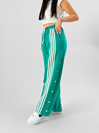 Kadın Şeritli Yeşil Baggy Pantolon COC1079