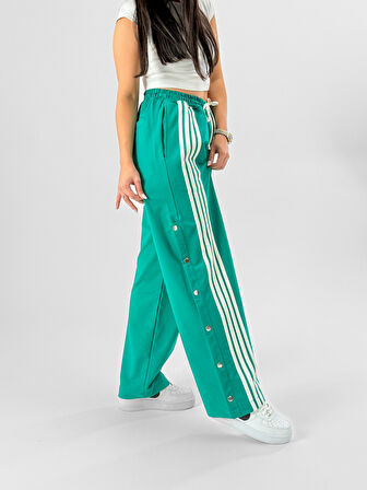 Kadın Şeritli Yeşil Baggy Pantolon COC1079