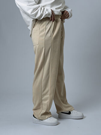 Oversize Bej Kadın Baggy Eşofman COC2530