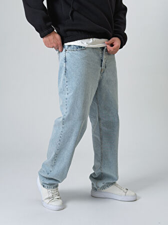 Buz Mavisi Erkek Baggy Kot Pantolon COC2528