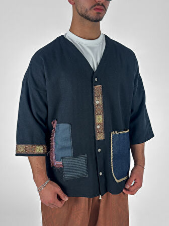 Tasarım Siyah Erkek Gömlek COC1073