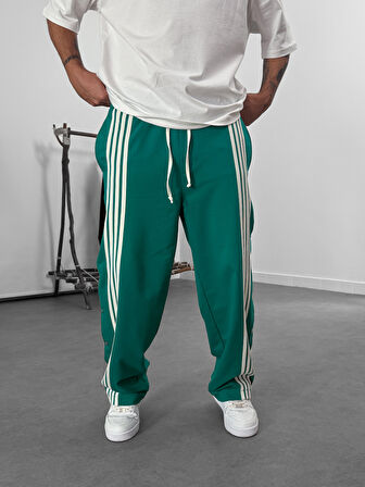 Şeritli Yeşil Erkek Baggy Pantolon COC1063